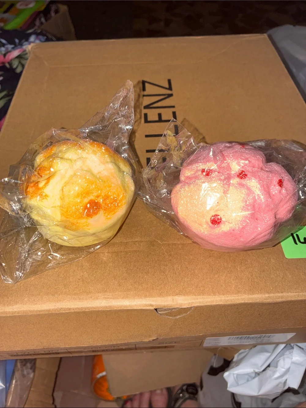 Set of 2 Cupcake squishey— Yellow & Pink